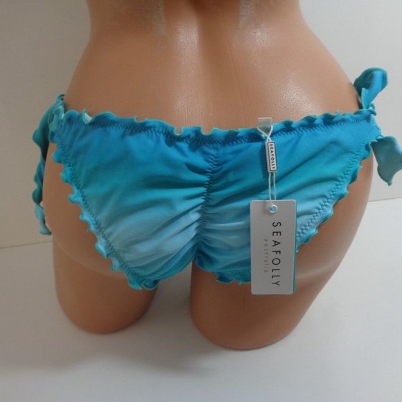 New Seafolly "Miami Seychelles" Slide Tri Top & Brazilian Tie Side Bikini Size 2 - Picture 5 of 6